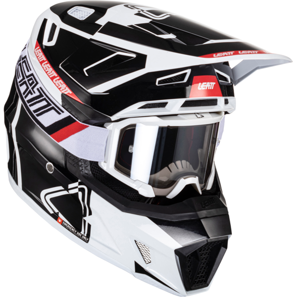 leatt kit casco cross  moto 7.5 v24 nero-bianco con maschera