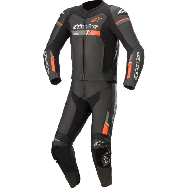 alpinestars tuta in pelle 2 pezzi  gp force chaser nero-rosso fluo