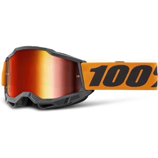 100% maschera cross  accuri 2 arancio-lente rossa specchio