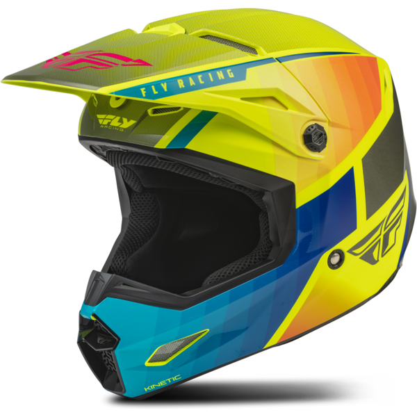 fly racing casco cross  kinetic drift blu-fluo-carbone