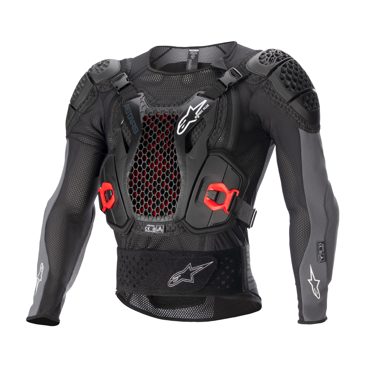 alpinestars giacca protettiva  bionic plus v2 nero-antracite-rosso