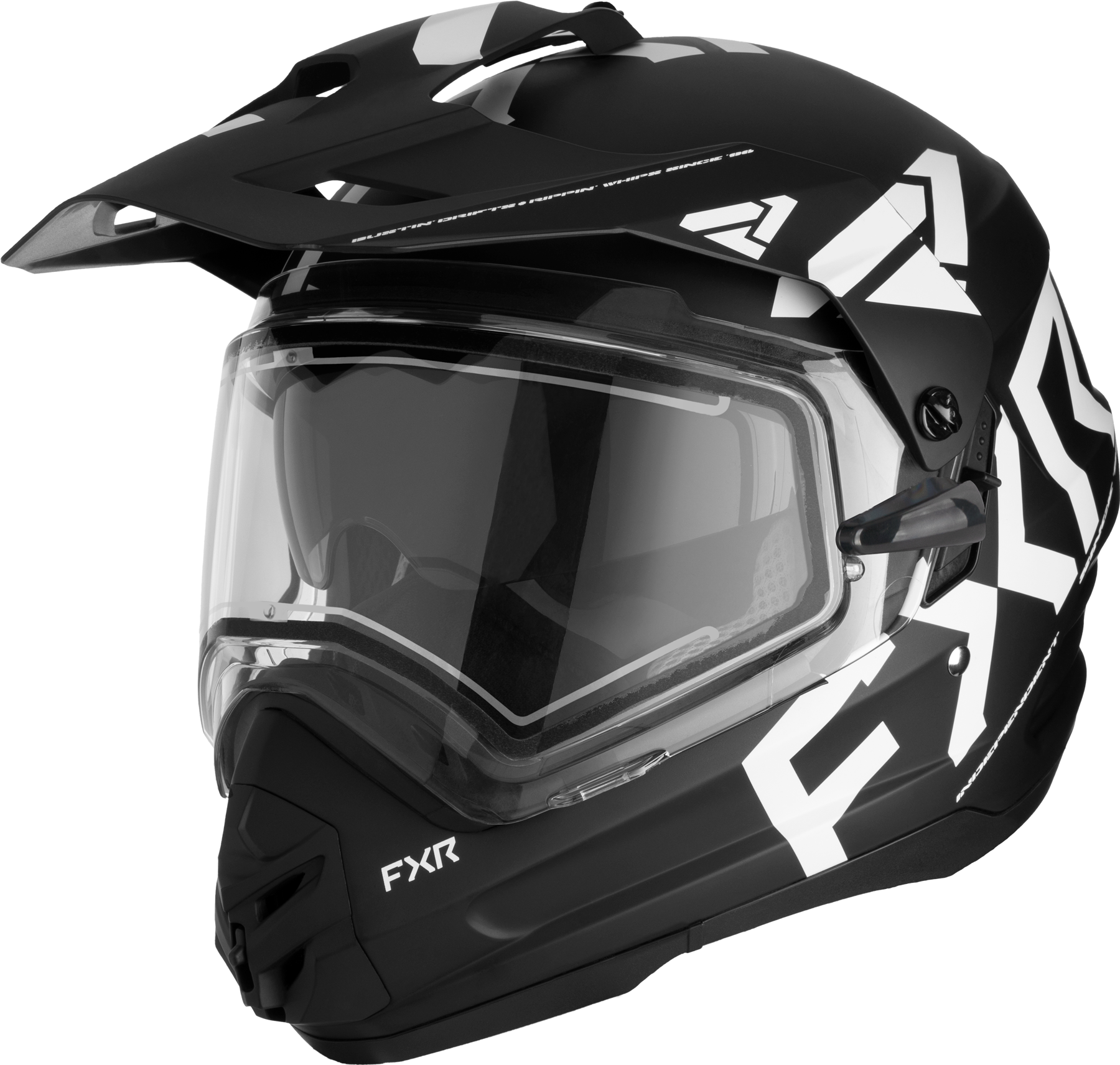 fxr casco cross  torque x team visiera elettrica nero-bianco