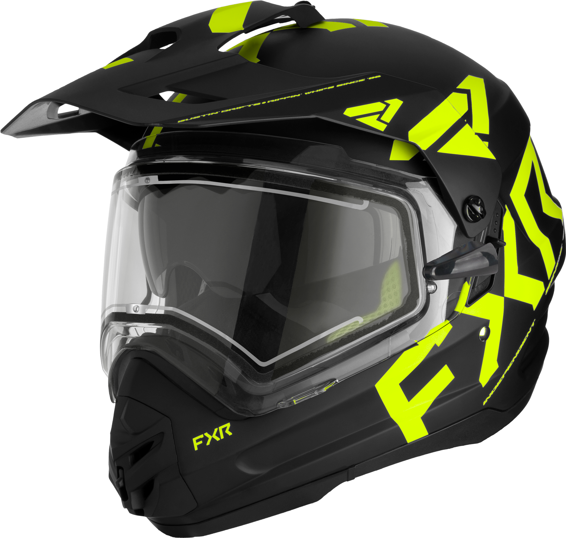 fxr casco cross  torque x team visiera elettrica nero-fluo