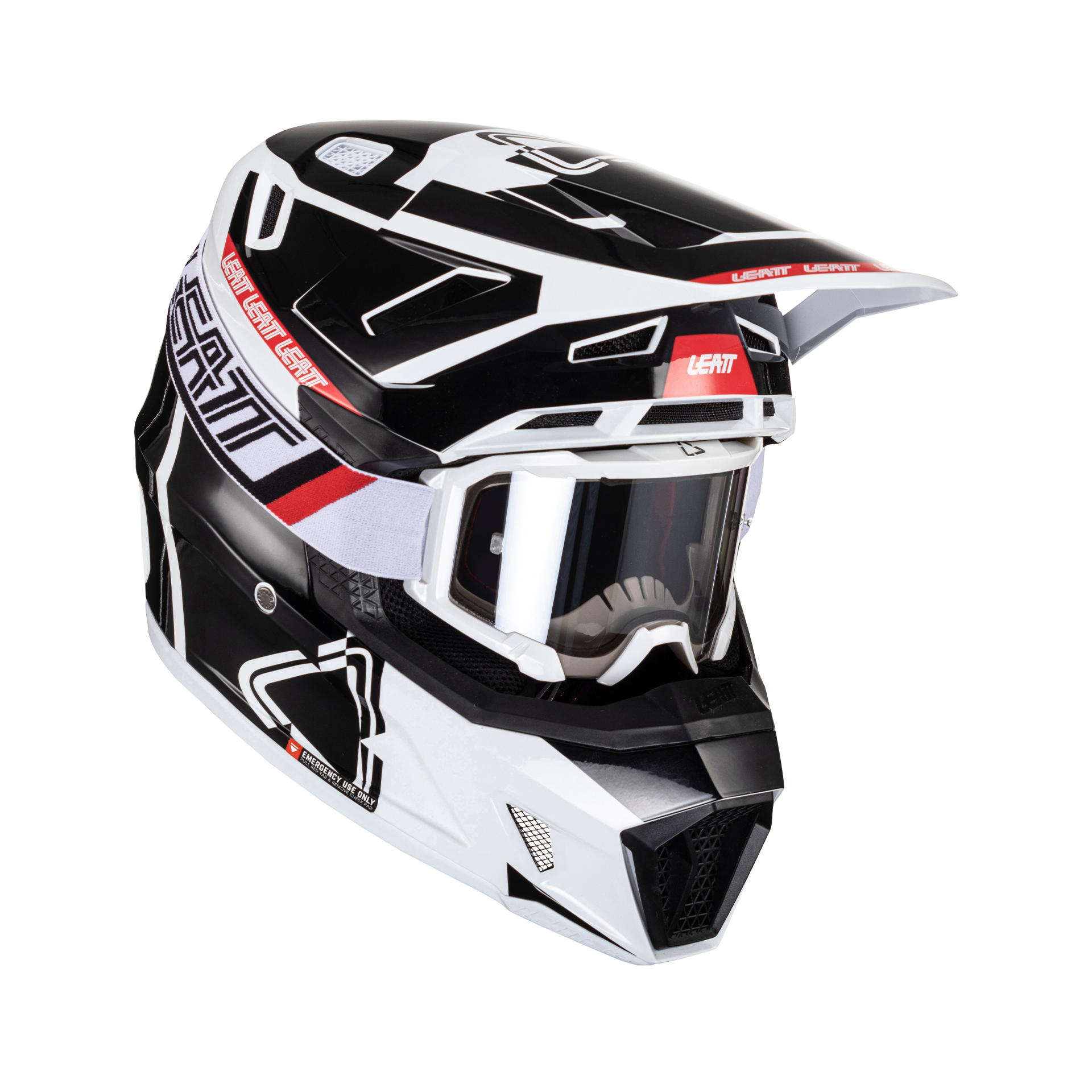 leatt kit casco cross  moto 7.5 v24 nero-bianco con maschera
