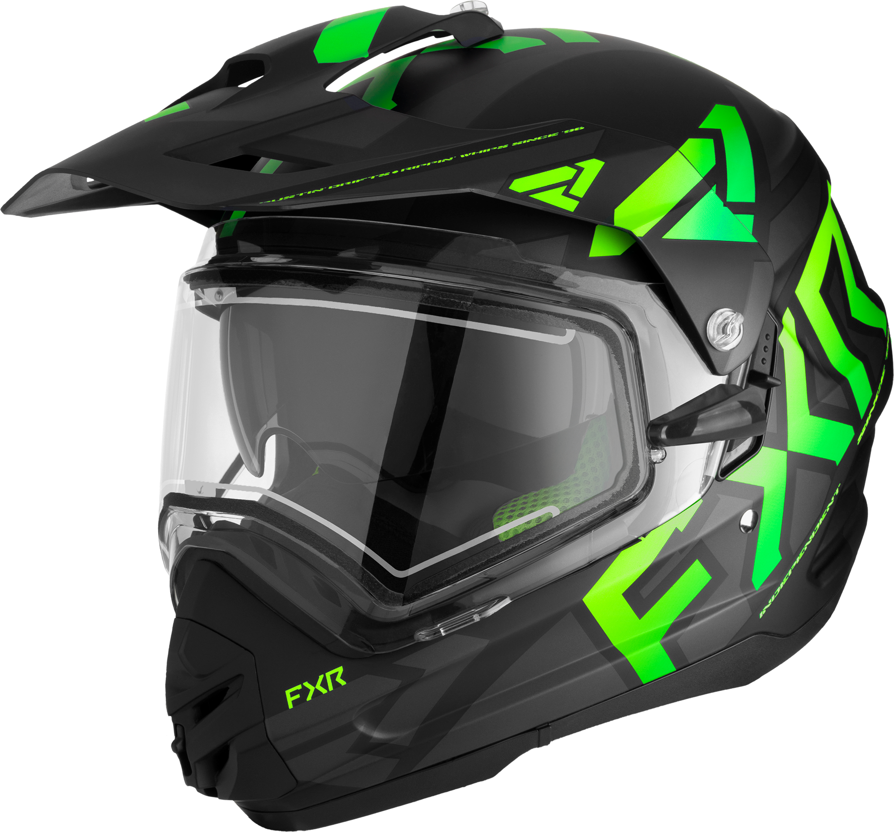 fxr casco cross  torque x team visiera elettrica nero-lime