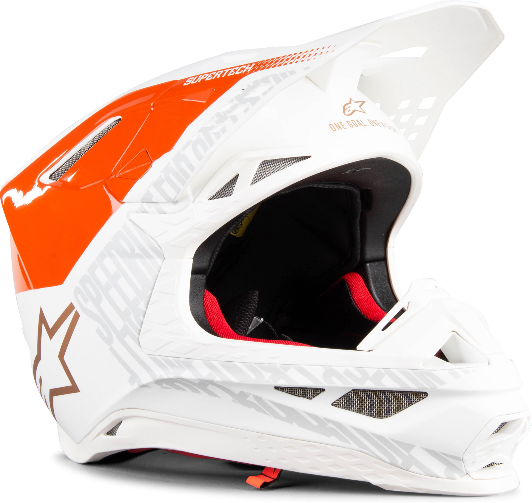 Alpinestars Casco Cross  Supertech S-M8 Triple Arancio Fluo-Bianco-Oro