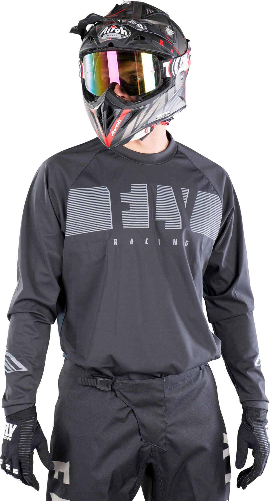 FLY Racing Maglia Cross  Windproof Nero-Grigio