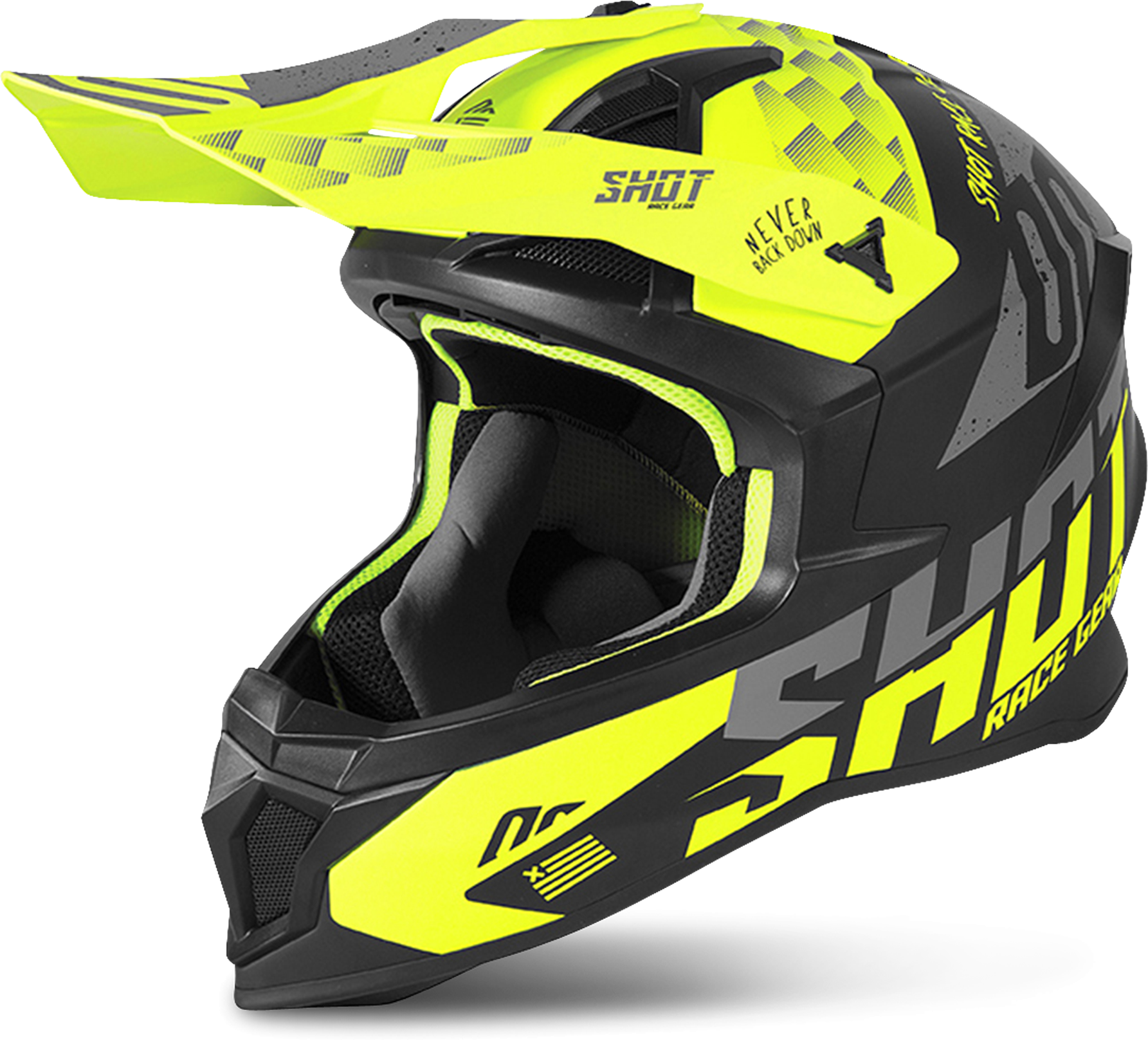 Shot Casco Cross  Lite Rush Fluo Giallo-Grigio Opaco