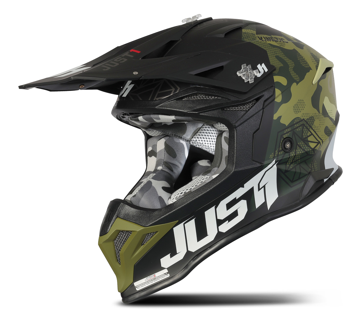 Just1 Casco Cross  J39 Verde-Camo-Nero