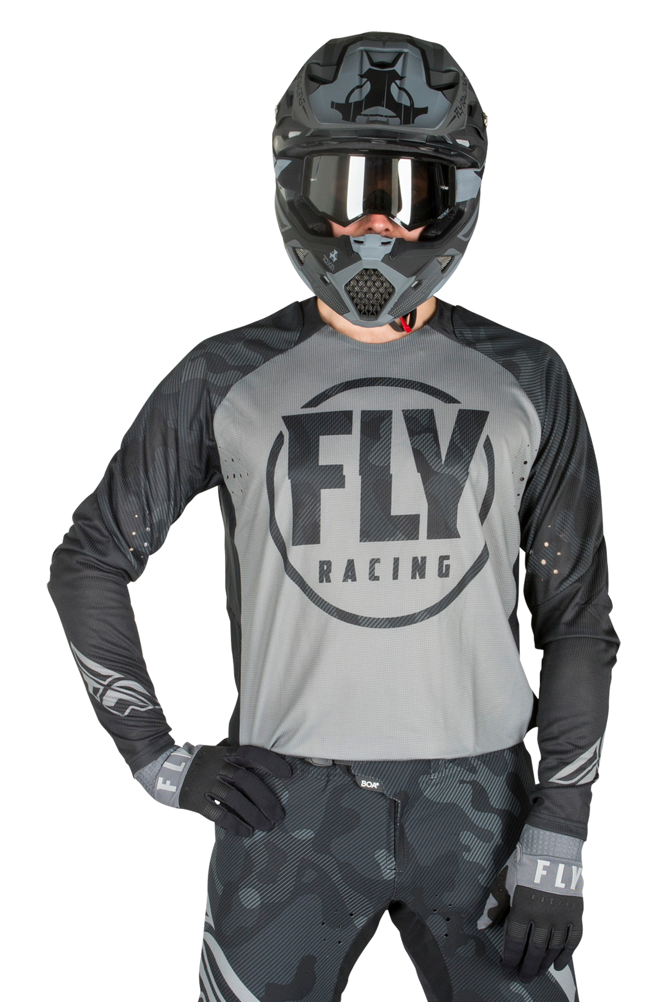 FLY Racing Maglia Cross  Evolution Nero-Grigio