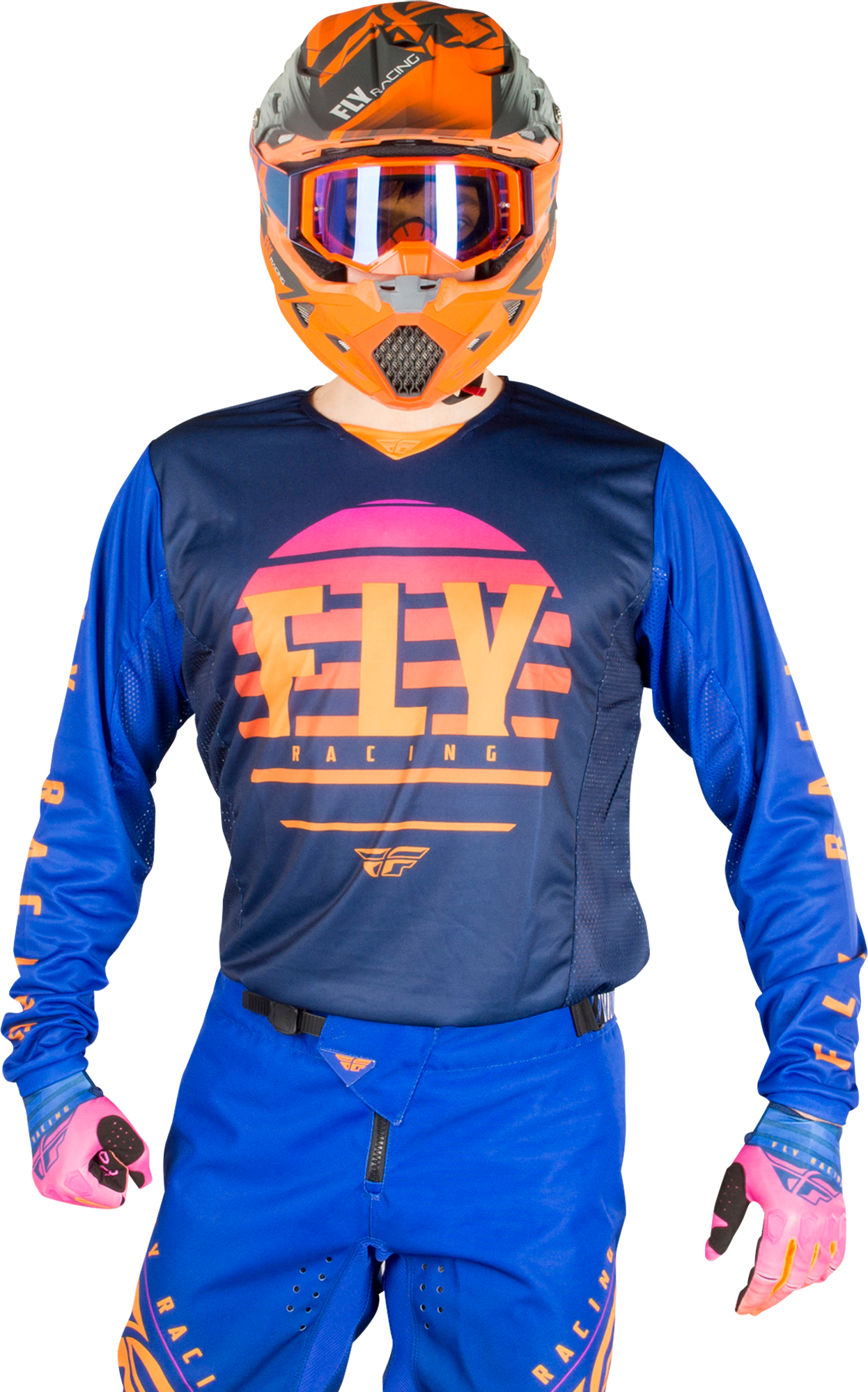 FLY Racing Maglia Cross  Kinetic K120 Blu Notte-Arancio