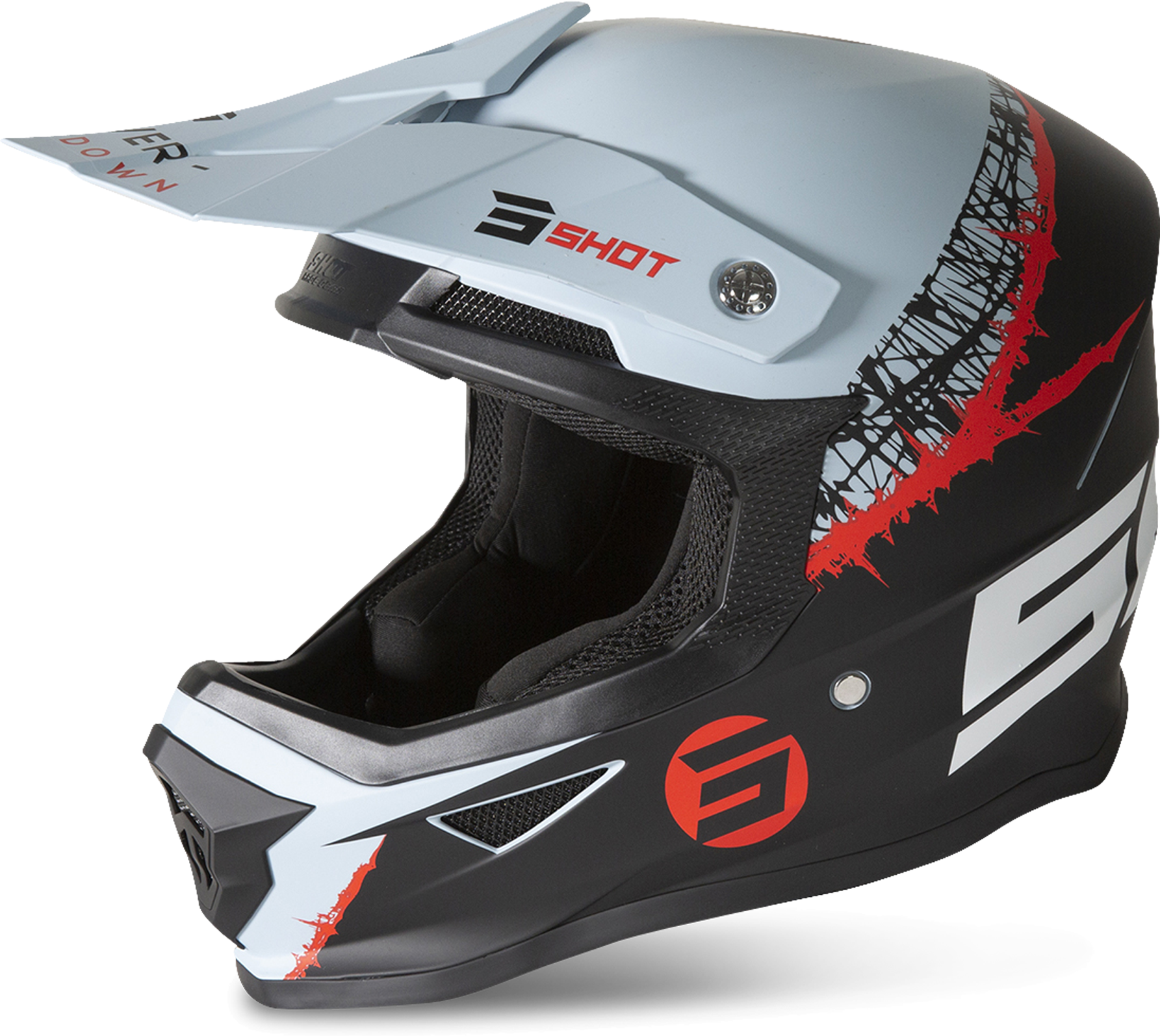 Shot Casco Cross  Furious Storm Nero-Grigio-Rosso