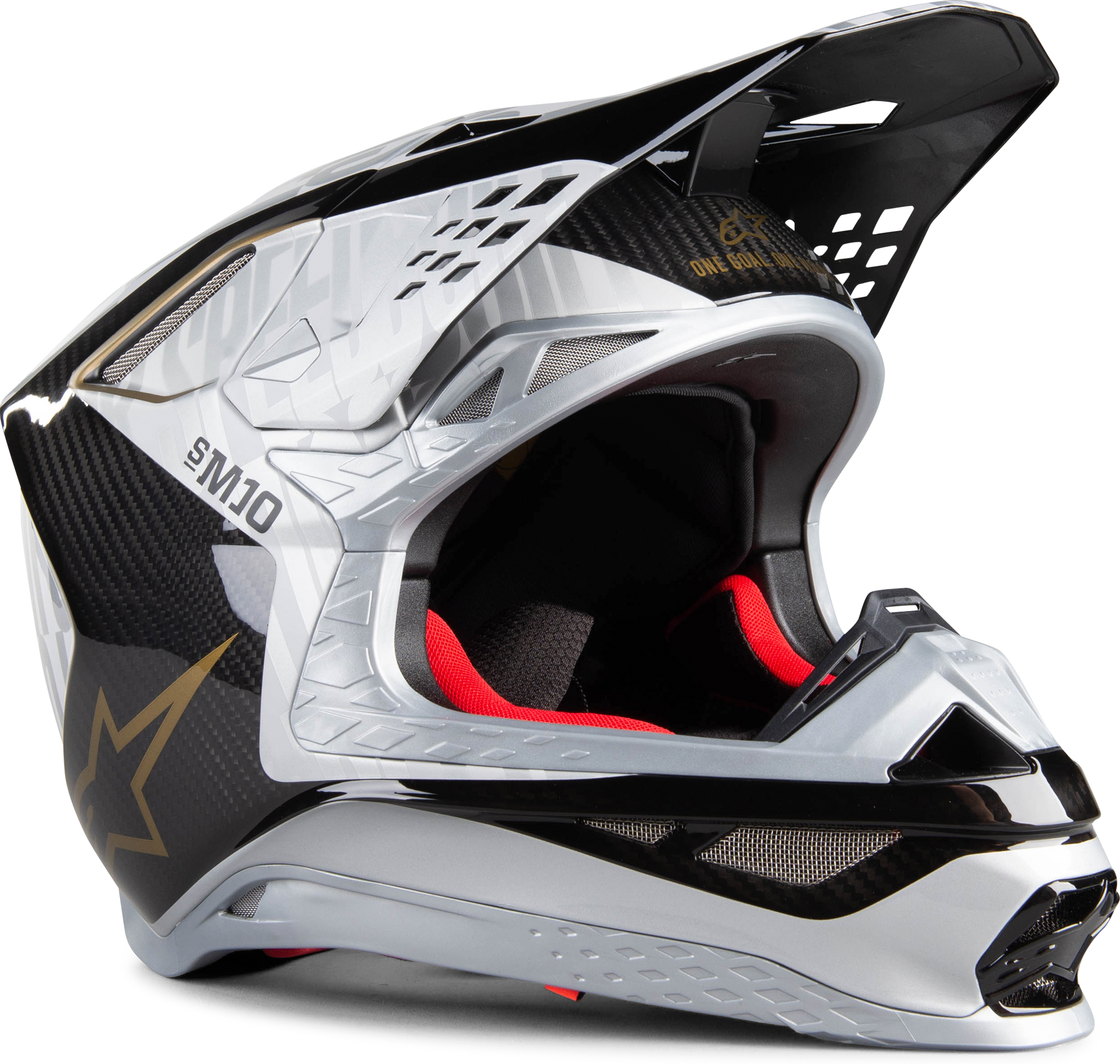 Alpinestars Casco Cross  Supertech S-M10 Argento-Nero-Carbonio Alpinestars Casco Cross  Supertech S-M10 Argento-Nero-Carbonio