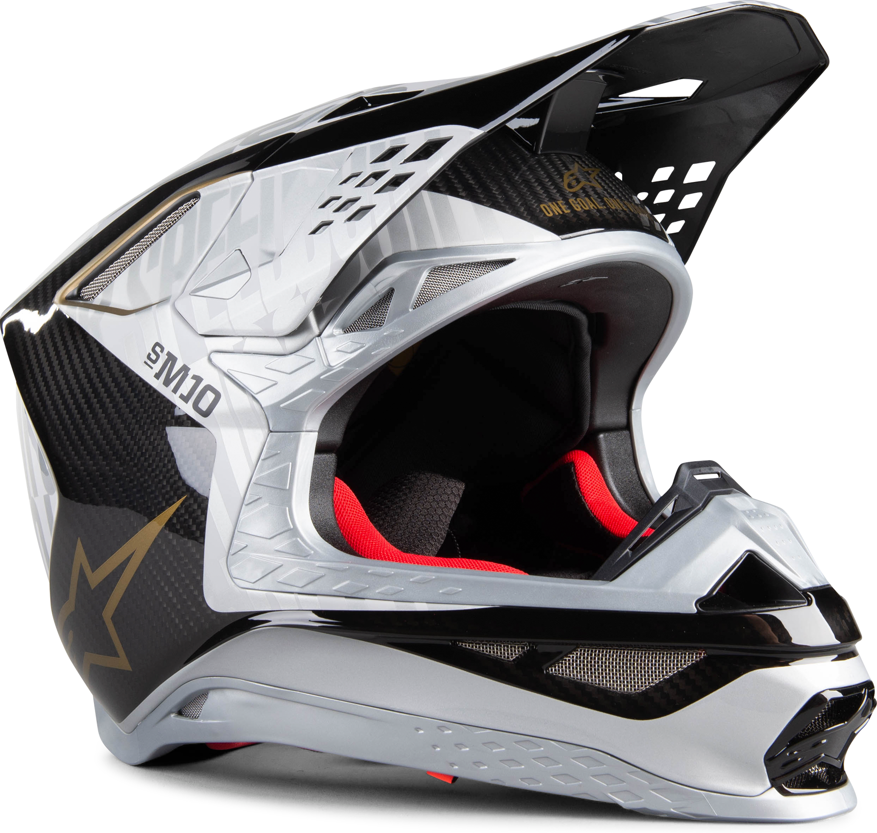 Alpinestars Casco Cross  Supertech S-M10 Argento-Nero-Carbonio