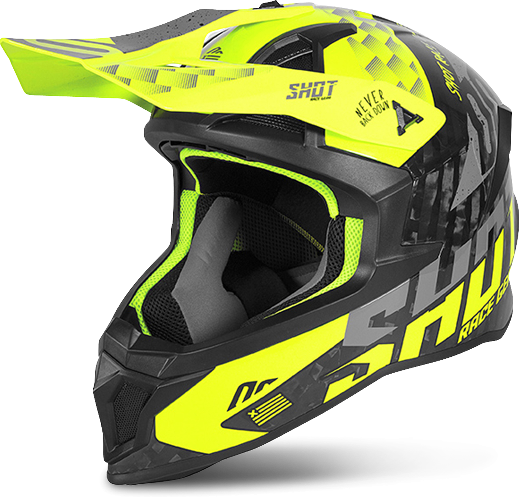 Shot Casco Cross  Lite Carbon Rush Giallo Fluo-Grigio