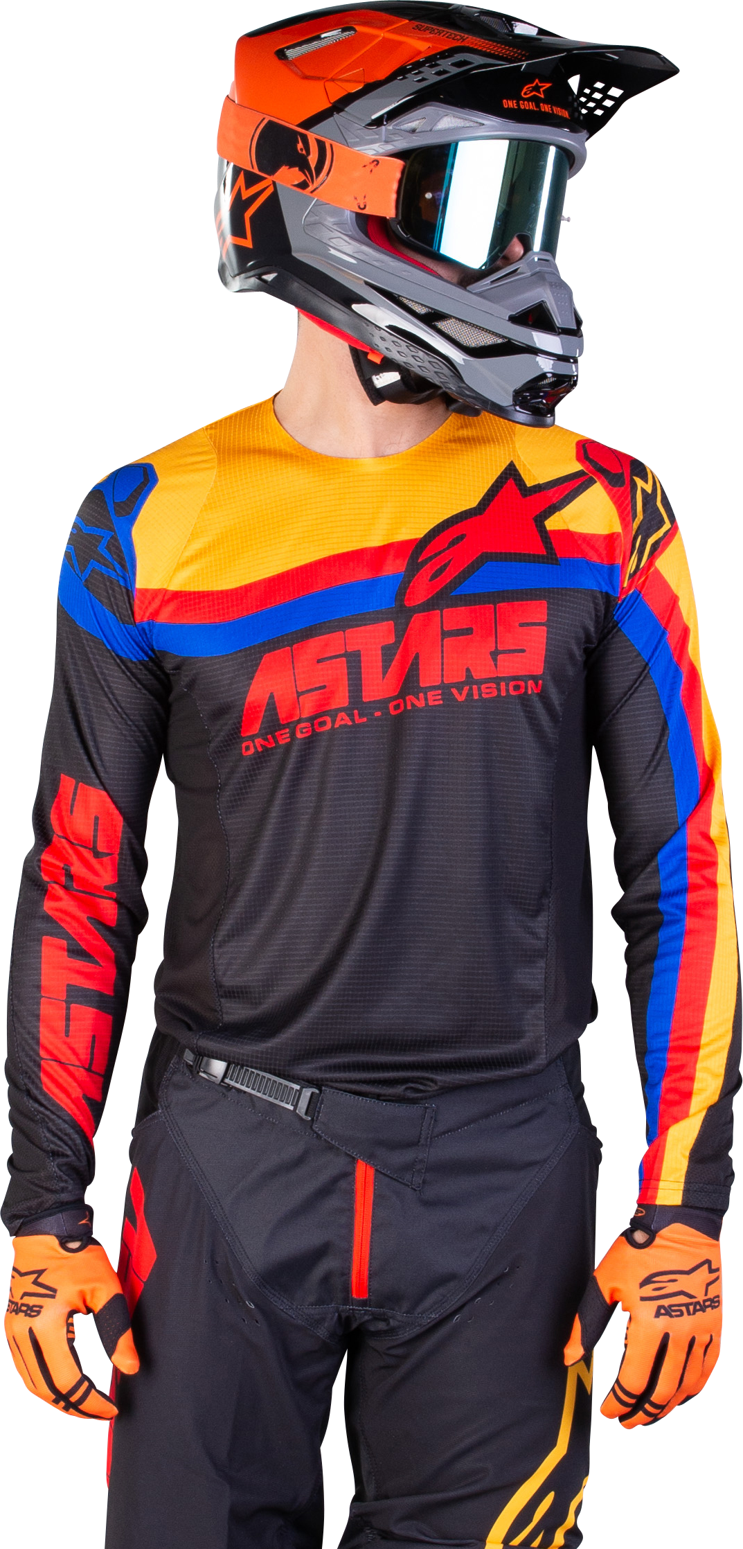 Alpinestars Maglia Cross  Techstar Venom Nero-Rosso-Arancio