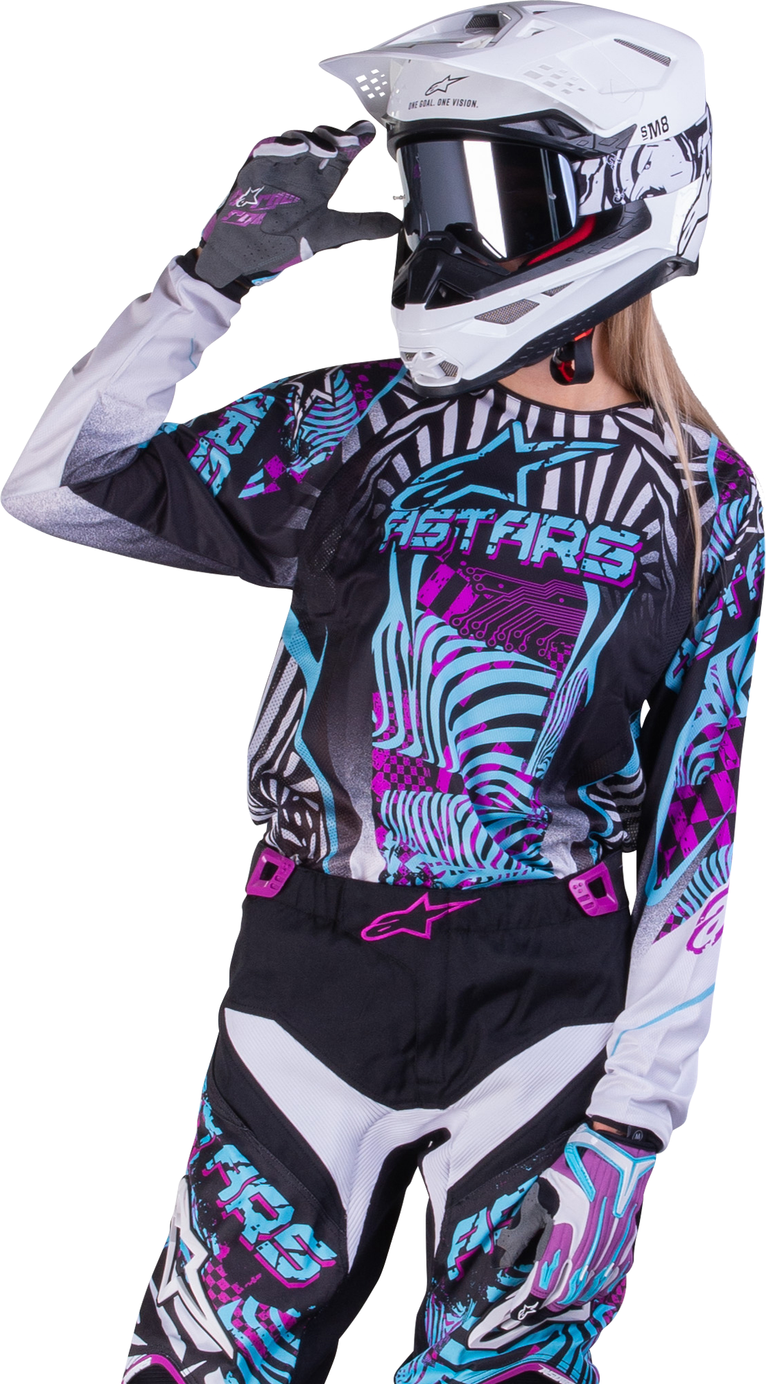 Alpinestars Maglia Cross Donna  Stella Charger Celeste-Viola-Nero Alpinestars Maglia Cross Donna  Stella Charger Celeste-Viola-Nero