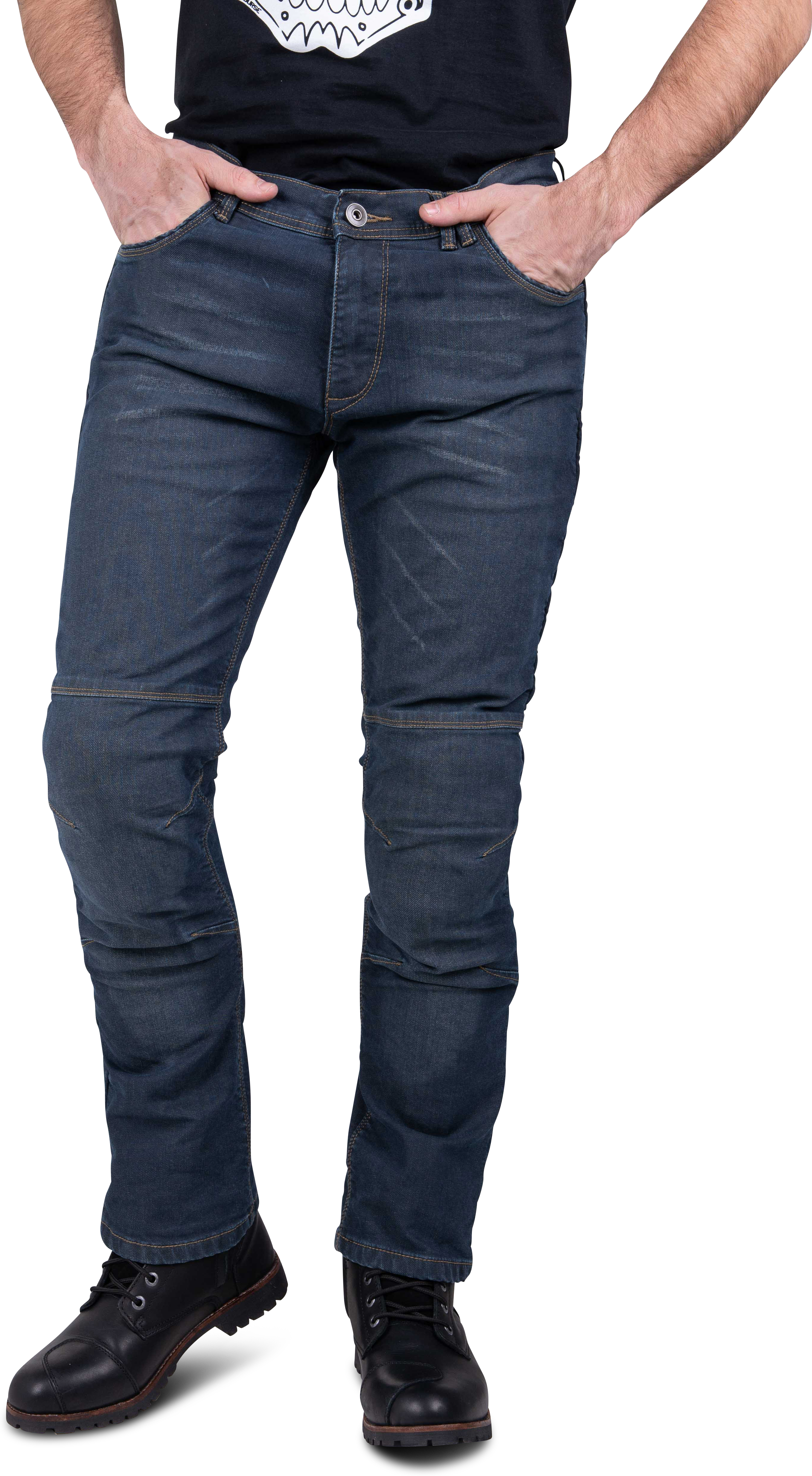 Course Jeans Moto  Rocker Rinforzati in Aramide Taglio Dritto/Regular Blu