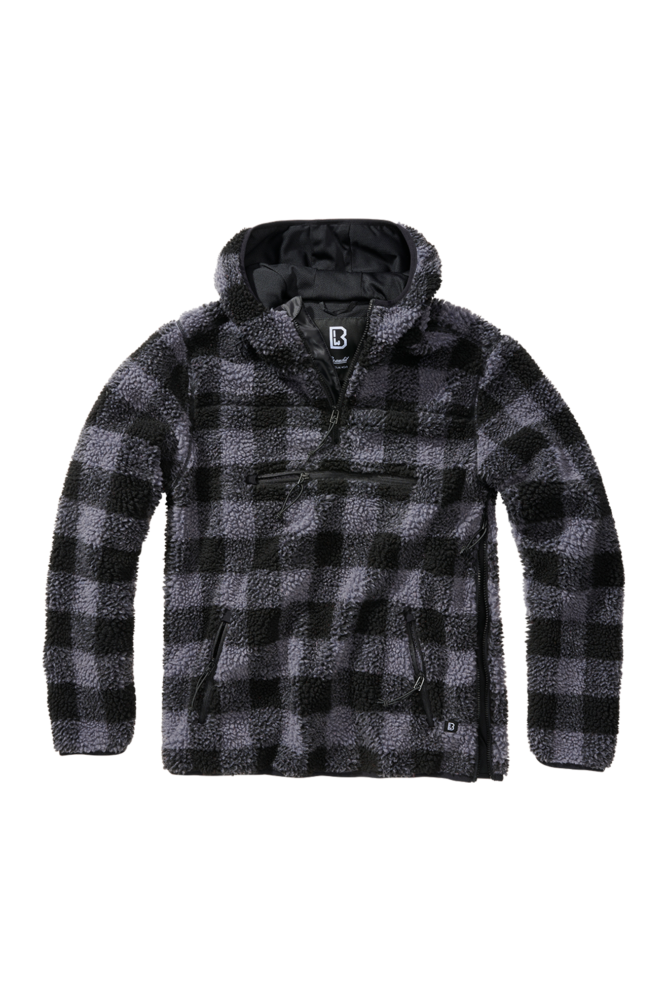 Brandit Giacca  Teddyfleece Worker Nero-Grigio