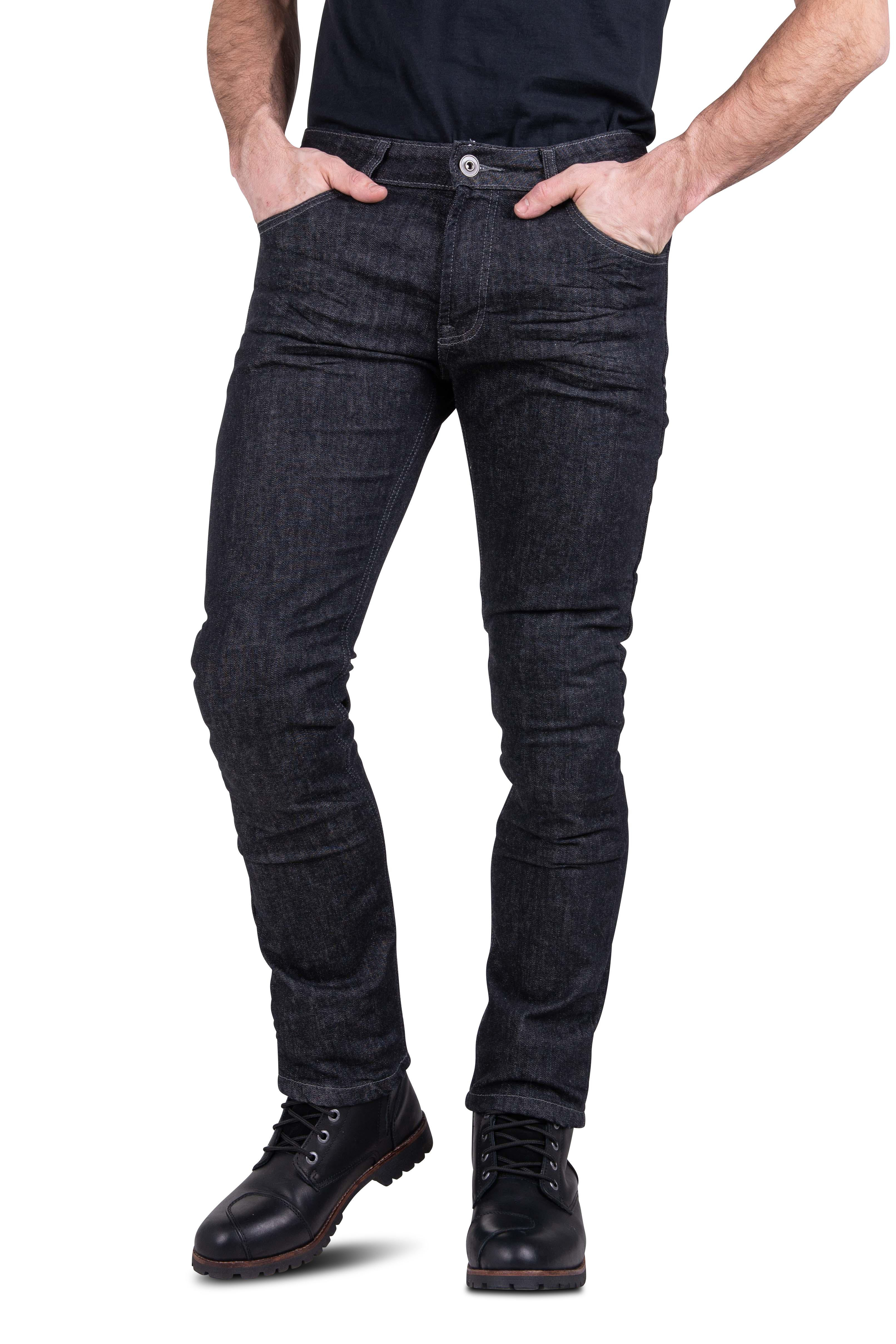 Course Jeans Moto  Burnout Rinforzati in Aramide Slim Fit Neri