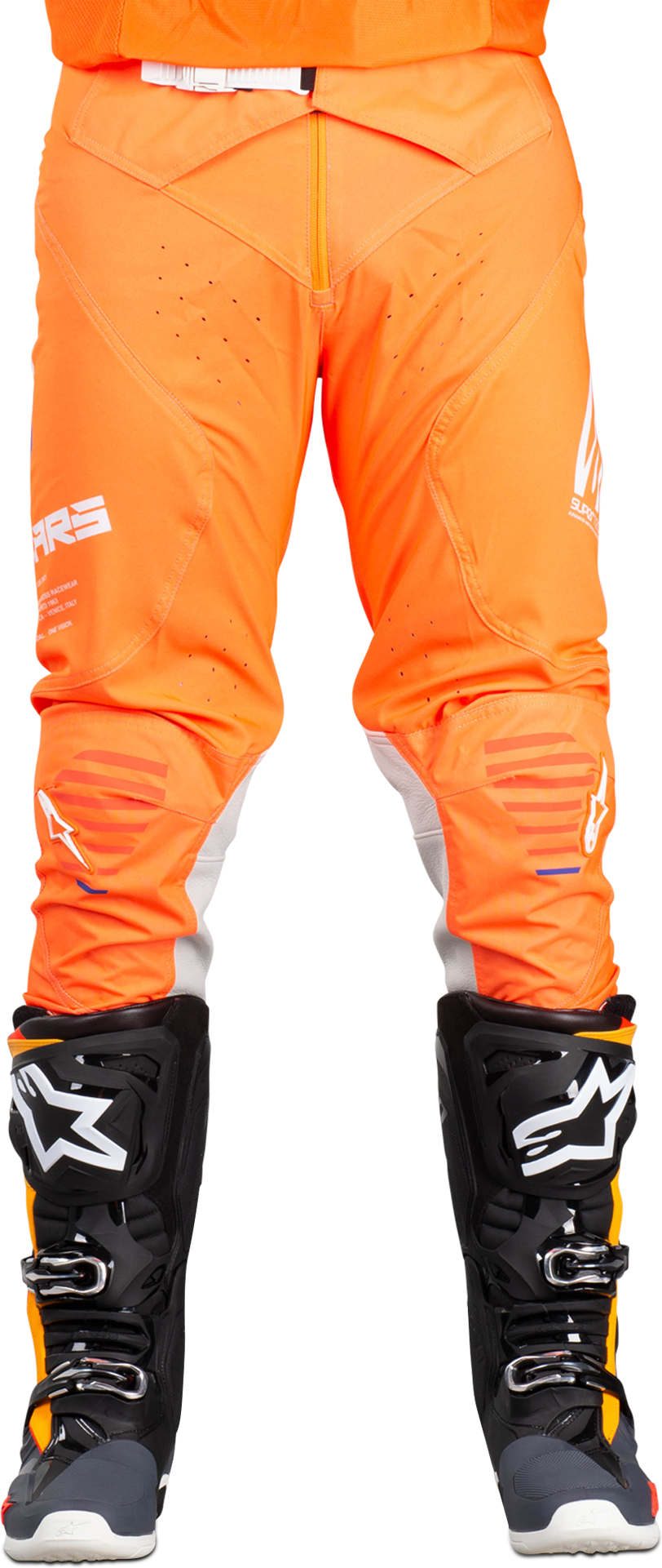Alpinestars Pantaloni Cross  Supertech Arancio Fluo-Bianco-Blu Alpinestars Pantaloni Cross  Supertech Arancio Fluo-Bianco-Blu