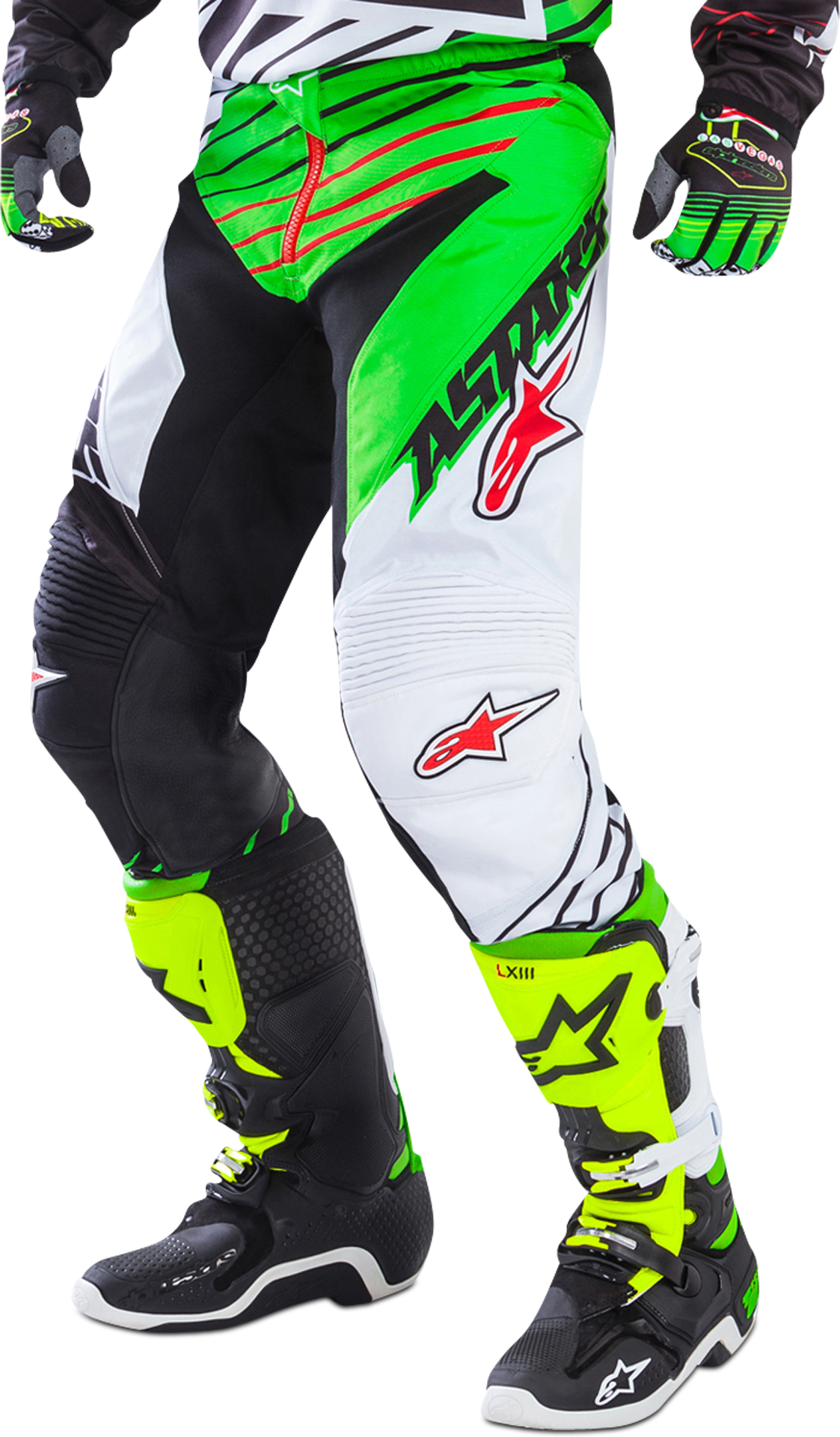 Alpinestars Pantaloni Cross  Racer Braap Nero-Bianco-Verde Alpinestars Pantaloni Cross  Racer Braap Nero-Bianco-Verde