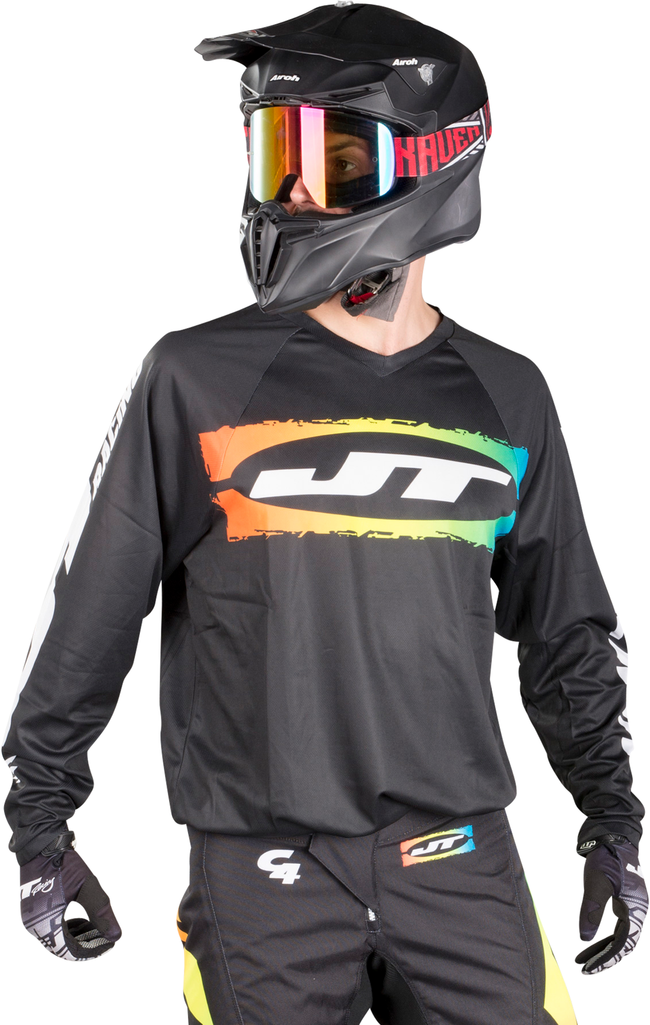 JT Racing Maglia Cross  C4-Rasta Nero-Mutilcolor JT Racing Maglia Cross  C4-Rasta Nero-Mutilcolor