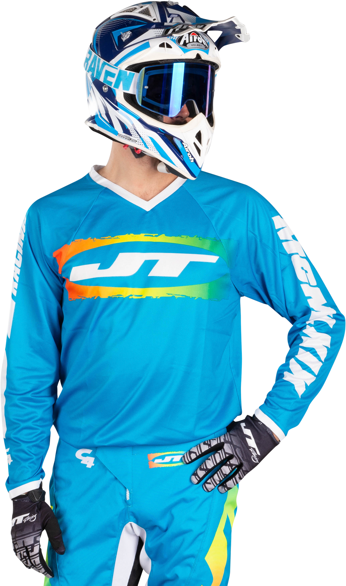 JT Racing Maglia Cross  C4-Rasta Turchese-Multicolor