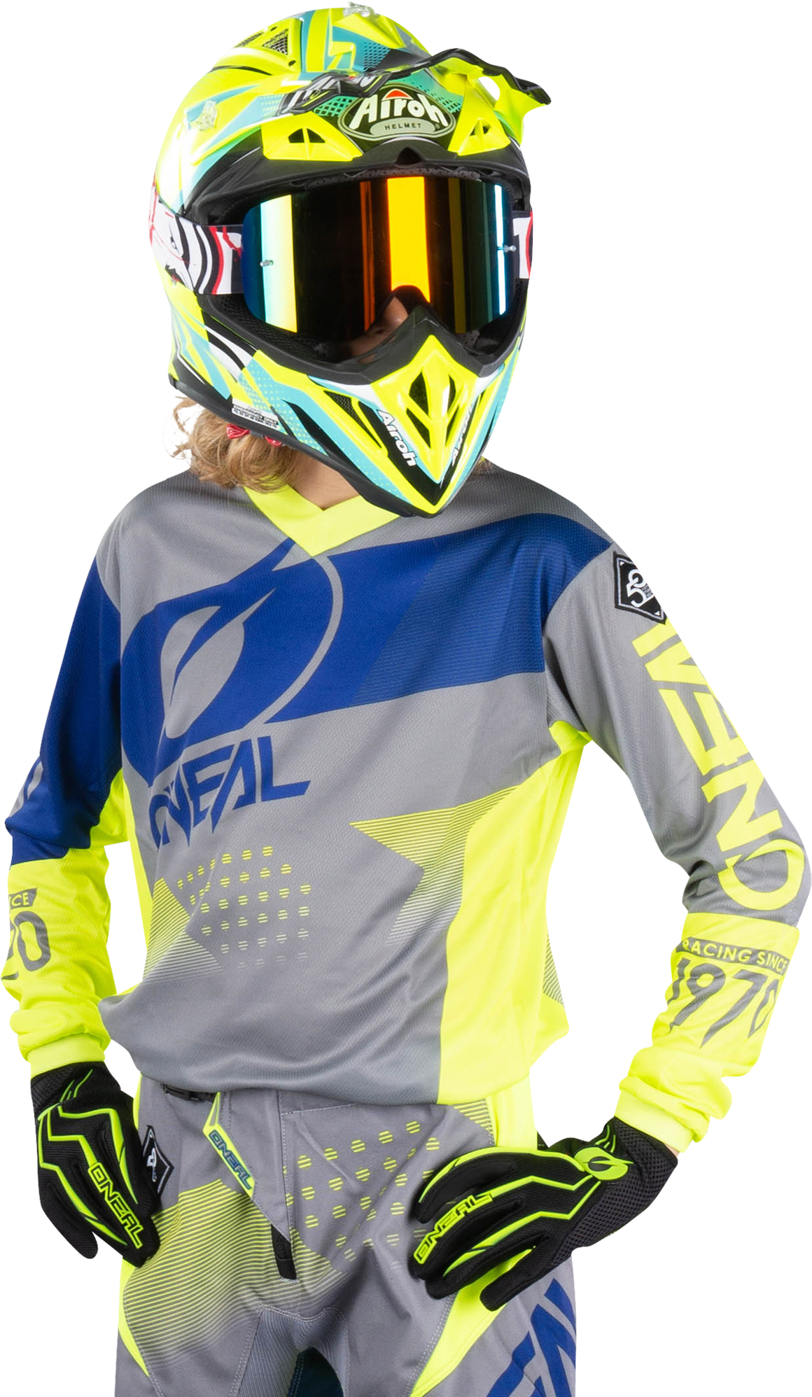 O'Neal Maglia Cross Bambino  Element Factor Grigio-Blu-Giallo Neon O'Neal Maglia Cross Bambino  Element Factor Grigio-Blu-Giallo Neon