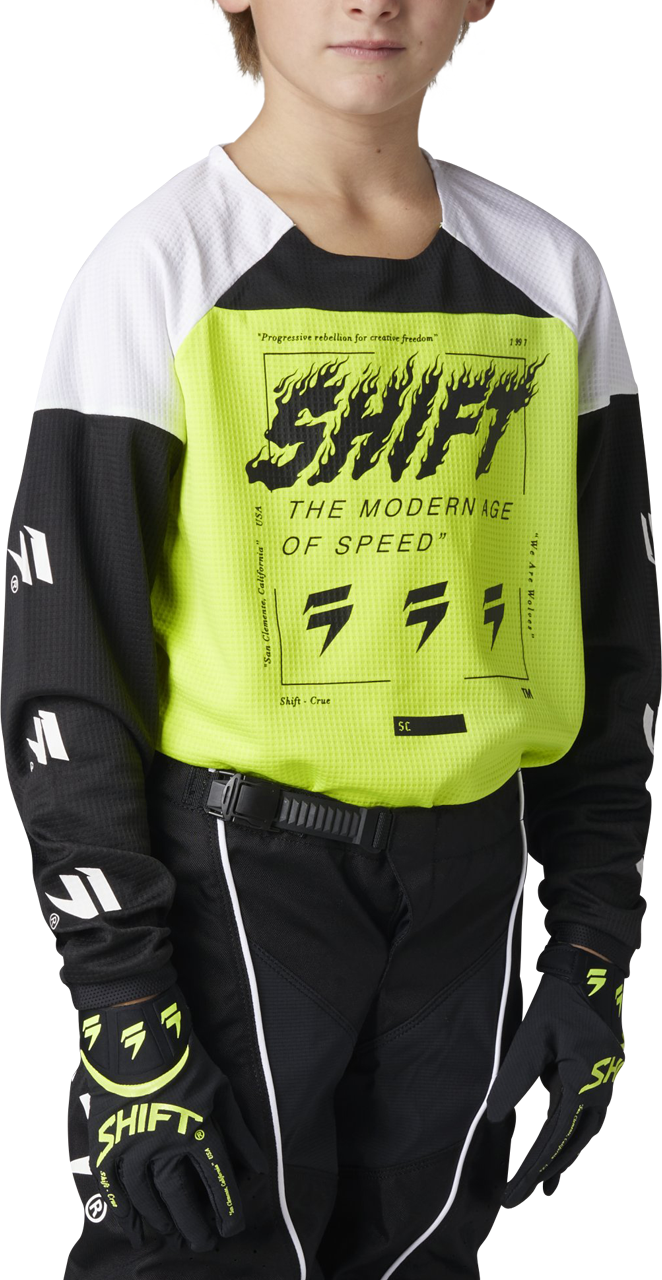 Shift Maglia Cross Bambino  White Label Flame Giallo Fluo-Nero Shift Maglia Cross Bambino  White Label Flame Giallo Fluo-Nero