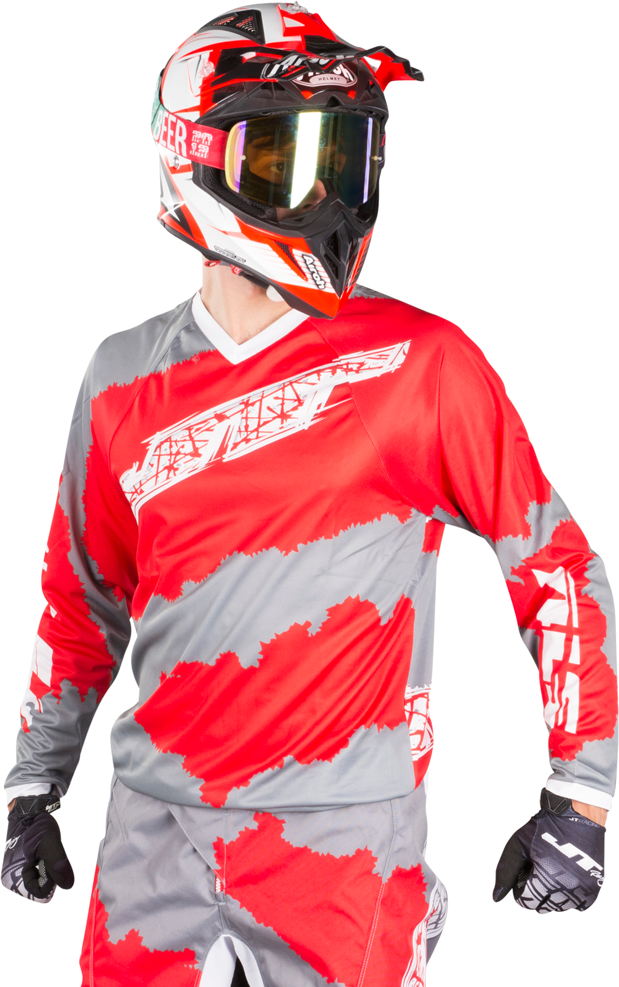 JT Racing Maglia Cross  C4-Ripper Rosso-Grigio-Bianco