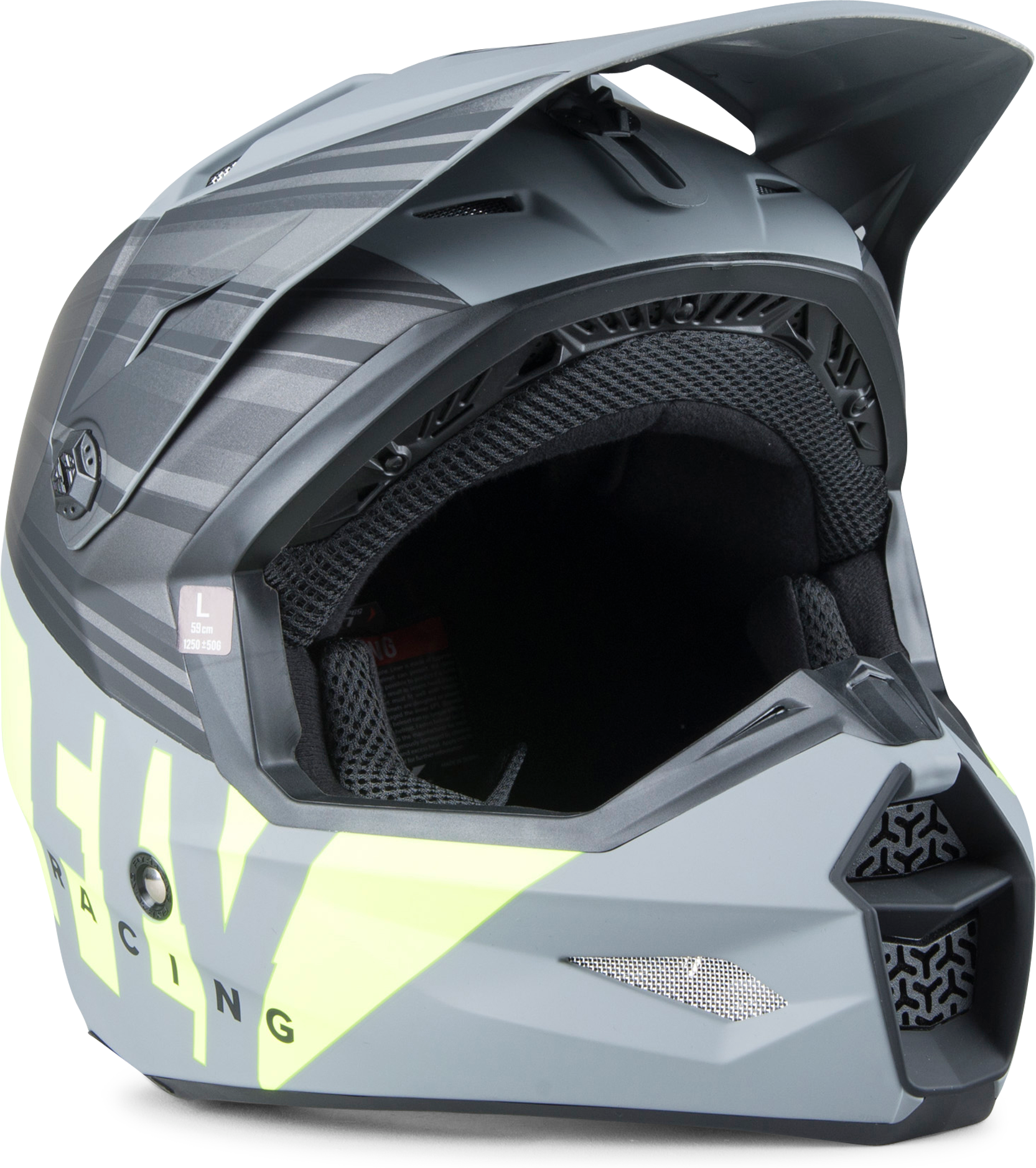 FLY Racing Casco Cross  Kinetic K220 HiVis-Grigio-Nero Opaco FLY Racing Casco Cross  Kinetic K220 HiVis-Grigio-Nero Opaco