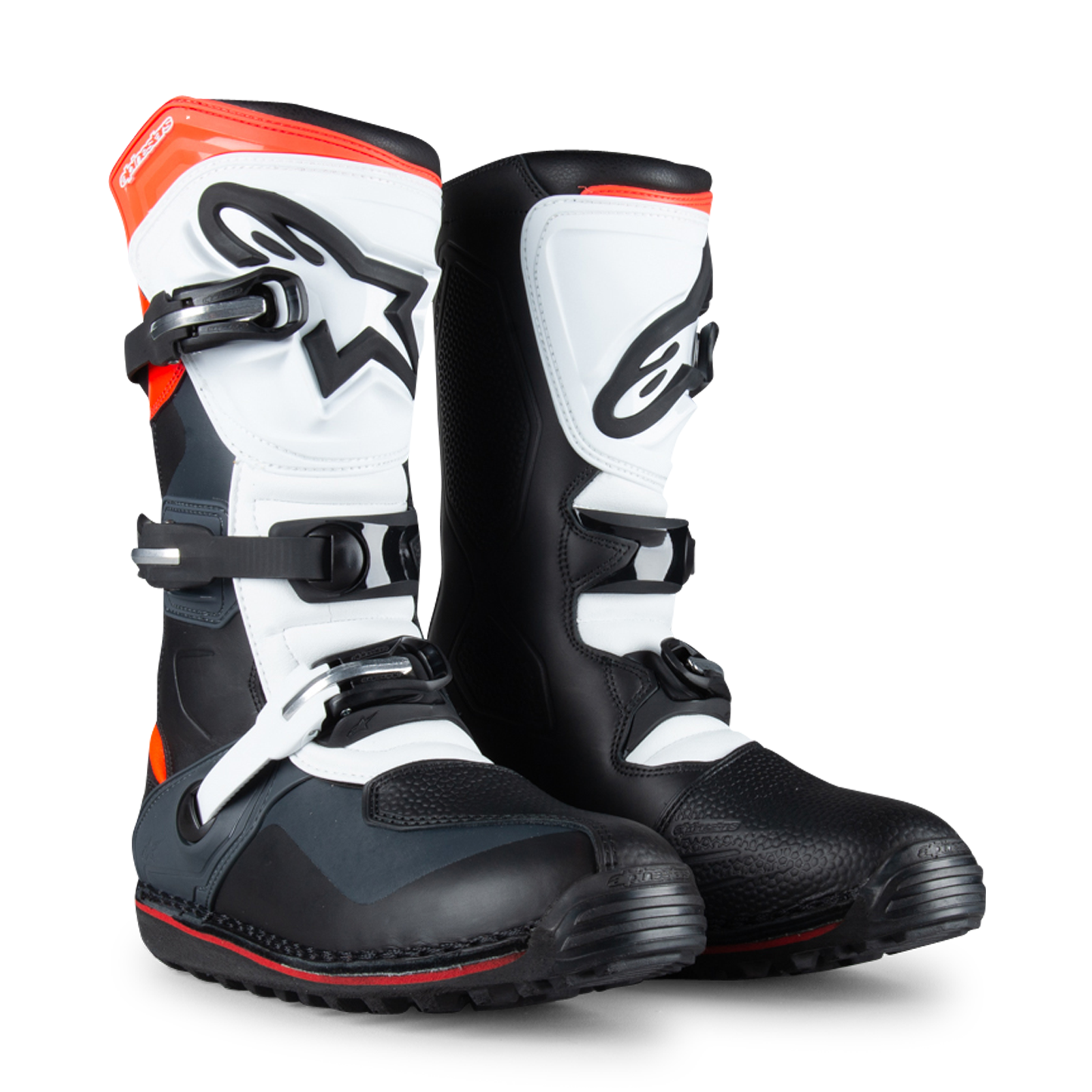 Alpinestars Stivali Cross  Tech T Nero-Grigio-Rosso Fluo