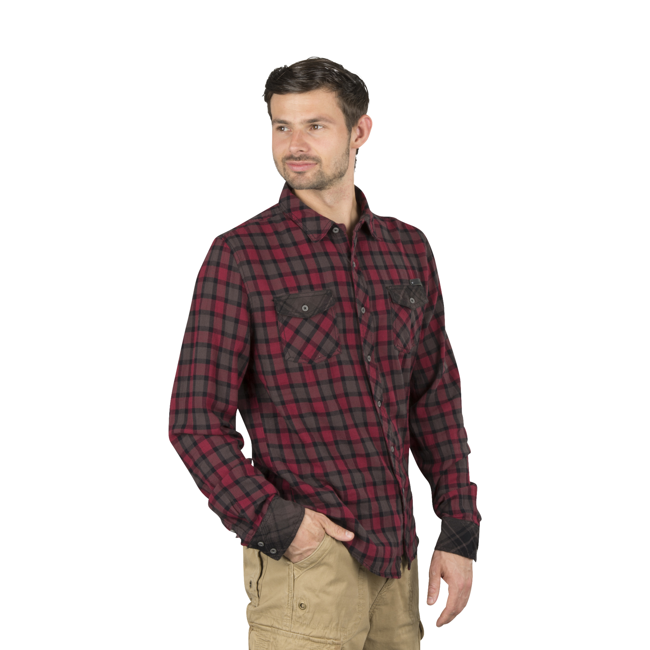 Brandit Camicia  Checkshirt Duncan Marrone-Rosso