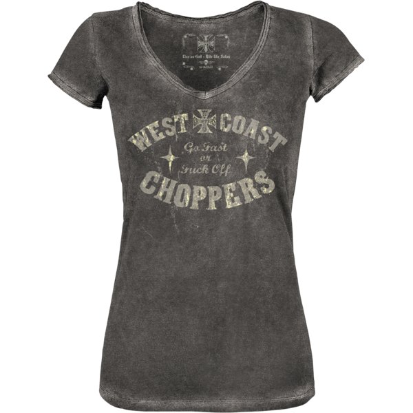 west coast choppers t-shirt donna  go fast v neck nera