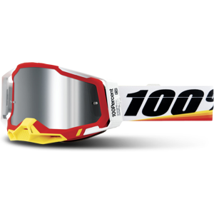 100% Maschera Cross  Racecraft 2 Arsham Rossa - Lente Specchio Argento Flash