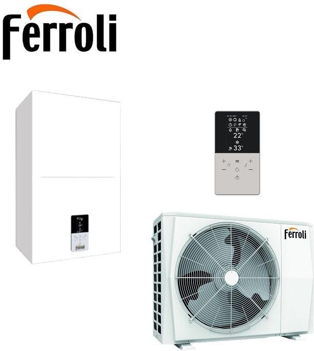 Pompa Di Calore Sistema Ibrido Reversibile Aria-Acqua Inverter Ferroli Omnia S 3,2 Hybrid C 10 - 10 Kw R-32 Con Comando Incluso- Codice 0xhkaewa