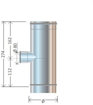 Cordivari Raccordo A T 90° Femmina Ø80 Monoparete Acciaio Inox Aisi 316 - Cordivari