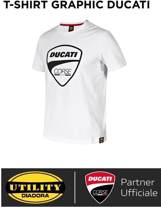 T-Shirt Da Lavoro Diadora Per Ducati T-Shirt Graphic Ducati Corse - 702.180075 Colore Bianco Taglie S-Xxl