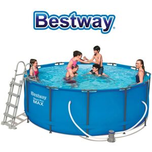 Bestway piscina Fuori Terra Con Telaio Portante Piscina Esterna Da Giardino In Pvc Triplice Strato Rotonda Ø 366x122h Cm Con Pompa Filtro Da 2.006 Lt/h - 56420 Steel Pro Max