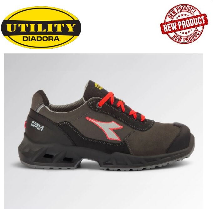 Scarpe Antinfortunistica Diadora Utility Shark Stable Impact Leat Low S3 Src Esd - Colore Nero/rosso Fluo Cod. 701.179899