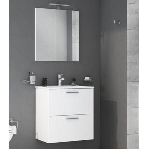 Vitra Mobile Basic Sottolavabo Serie Mia Da 80 Cm Bianco Lucido Con Specchio E Led - 75024