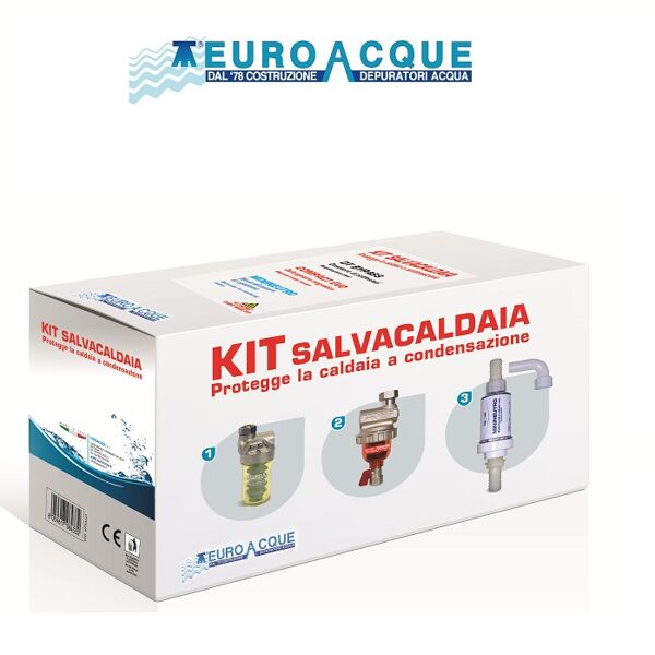 euroacque kit salvacaldaia 3 defangatore filtro magnetico + dosatore polifosfati + filmante universale
