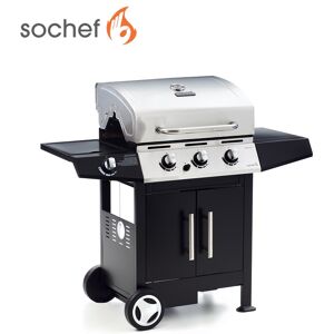 Barbecue A Gas Sochef Golosone 3 Cottura A Pietra Lavica O Australiano Cod. G45129 Con Tre Bruciatori