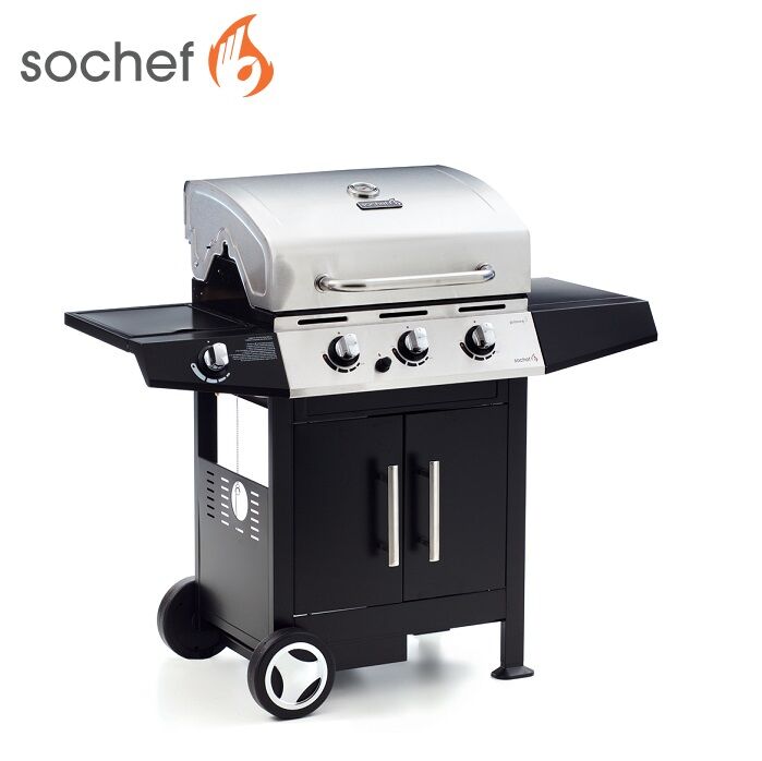 Barbecue A Gas Sochef Golosone 3 Cottura A Pietra Lavica O Australiano Cod. G45129 Con Tre Bruciatori