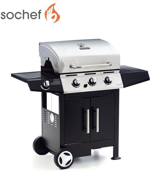 Sochef Barbecue A Gas Sochef Golosone 3 Cottura A Pietra Lavica O Australiano Cod. G45129 Con Tre Bruciatori