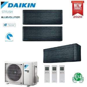 Climatizzatore Condizionatore Daikin Bluevolution Trial Split Inverter Stylish Blackwood R-32 Wi-Fi 7000+7000+12000 Con 3mxm52n - 7+7+12 - New Real Blackwood