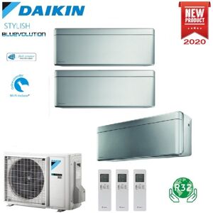 Climatizzatore Condizionatore Daikin Bluevolution Trial Split Inverter Stylish Silver R-32 Wi-Fi 9000+9000+9000 Con 3mxm68n 9+9+9 - New Total Silver Ftxa-Bs