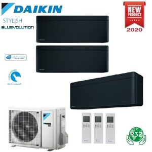 Climatizzatore Condizionatore Daikin Bluevolution Trial Split Inverter Stylish Black R-32 Wi-Fi 9000+9000+12000 Con 3mxm68n - 9+9+12 - New Total Black