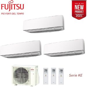 Climatizzatore Condizionatore Fujitsu Trial Split Parete Inverter Serie Ke White 7000+7000+12000 Btu R-32 Con Aoyg18kbta3 7+7+12